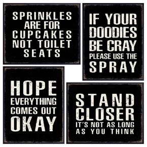 Bathroom Accessories for Men - Mens Bathroom Wall Art & Decor - Black Bathroom Decor - Funny Bathroom Quotes Sayings - Restroom Decor - Bath Wall Decor - Bathroom Pictures - Yellowbird Art & Design