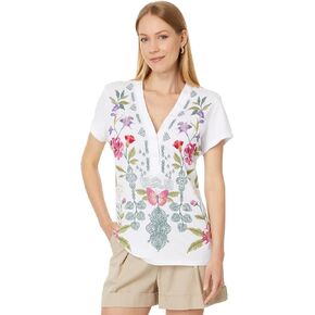 Johnny Was Women's Button Neck Knit Tee-Dacie