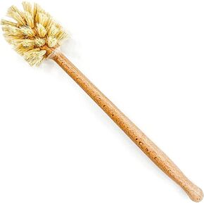 Bottle Brush with Extra Long Wood Handle and Strong Bristles - Cleans and Scrubs Hard to Reach Wide Mouth Jars, Glasses, and Dishes