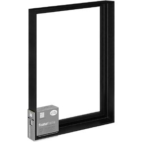 Ampersand Floaterframe Readymade Frame for Flat and 1 1/2" Deep Wood Panel and Canvas Artwork, Paintings, Prints, and More, 18"x24", Black Thin