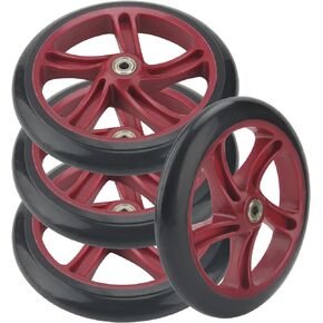 4 Pack 200mm Scooter Replacement Wheels, 8 Inches Adult Teen Kick Scooter Wheels Solid Replacement Wheels Set with ABEC-11 Bearings for Most Push Kick Scooters, Red