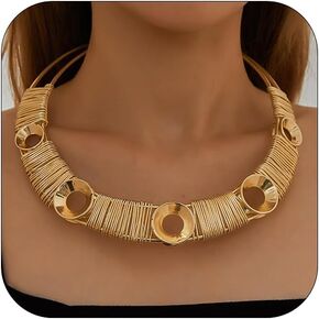Metal Big Pearl Open Choker Necklace for Women Adjustable Gold Big Pearl Choker Necklaces Round Open Cuff Necklace Chunky Pearl Necklace for Women