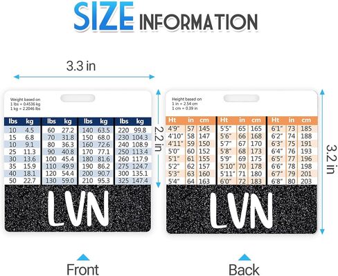 Plifal LVN Badge Buddy Card Holder Nursing Accessories Licensed Vocational Nurse Horizontal ID Name Identification Tags Nurse Work W Height & Weight Conversion Charts in Saudi Arabia