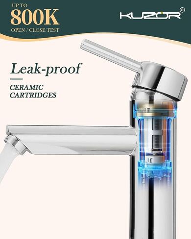 Tall Vessel Sink Faucet Chrome Single Hole, One Handle Bathroom Faucets with Pop Up Drain, 1 Hole Faucet for Bathroom Bowl Sink 12 Inch, Chrome in Saudi Arabia