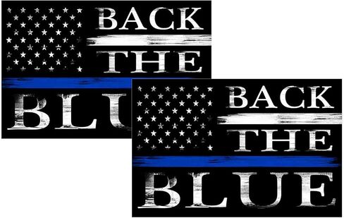 2 Pcs Back The Blue Bumper Sticker,Police Thin Blue Line Flag Blue Lives Matter Decal Honoring Law Enforcement Officers Sticker for Trucks Window Laptop Waterproof Décor 6X4 in(Heart) in Saudi Arabia