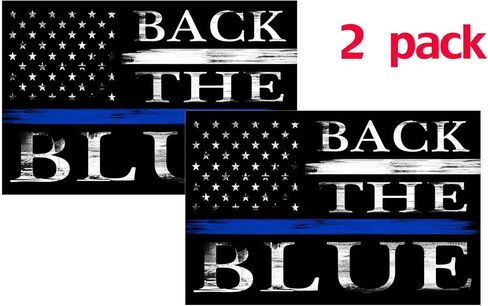 2 Pcs Back The Blue Bumper Sticker,Police Thin Blue Line Flag Blue Lives Matter Decal Honoring Law Enforcement Officers Sticker for Trucks Window Laptop Waterproof Décor 6X4 in(Heart) in Saudi Arabia