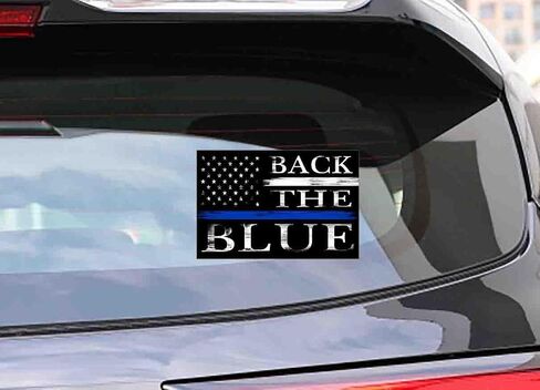 2 Pcs Back The Blue Bumper Sticker,Police Thin Blue Line Flag Blue Lives Matter Decal Honoring Law Enforcement Officers Sticker for Trucks Window Laptop Waterproof Décor 6X4 in(Heart) in Saudi Arabia