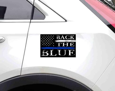 2 Pcs Back The Blue Bumper Sticker,Police Thin Blue Line Flag Blue Lives Matter Decal Honoring Law Enforcement Officers Sticker for Trucks Window Laptop Waterproof Décor 6X4 in(Heart) in Saudi Arabia