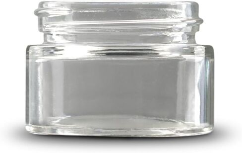 The Bottle Depot - 24 Pack - 0.5 oz Glass Jars with Black Lids - Clear Frosted - 41-400 Neck Finish - UV Rays Protection in Saudi Arabia