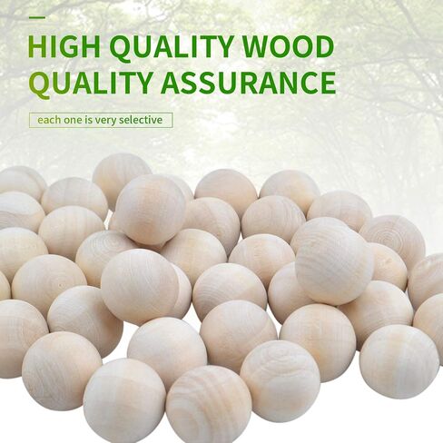 Natural Wooden Balls, 50 Pieces Unfinished Round Wood Mini Wood Craft Balls for DIY Jewelry Making Art Design - 25mm Diameter in Saudi Arabia