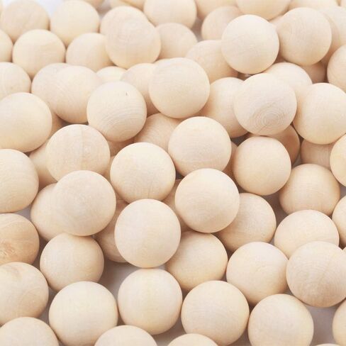 Natural Wooden Balls, 50 Pieces Unfinished Round Wood Mini Wood Craft Balls for DIY Jewelry Making Art Design - 25mm Diameter in Saudi Arabia