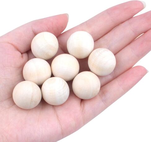 Natural Wooden Balls, 50 Pieces Unfinished Round Wood Mini Wood Craft Balls for DIY Jewelry Making Art Design - 25mm Diameter in Saudi Arabia