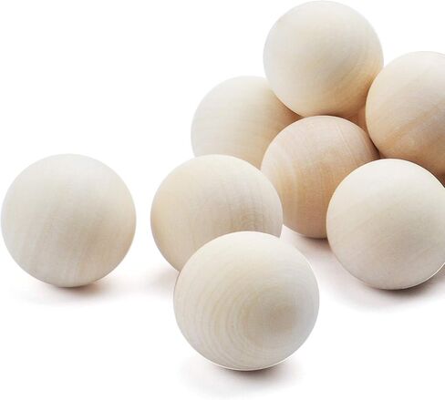 Natural Wooden Balls, 50 Pieces Unfinished Round Wood Mini Wood Craft Balls for DIY Jewelry Making Art Design - 25mm Diameter in Saudi Arabia
