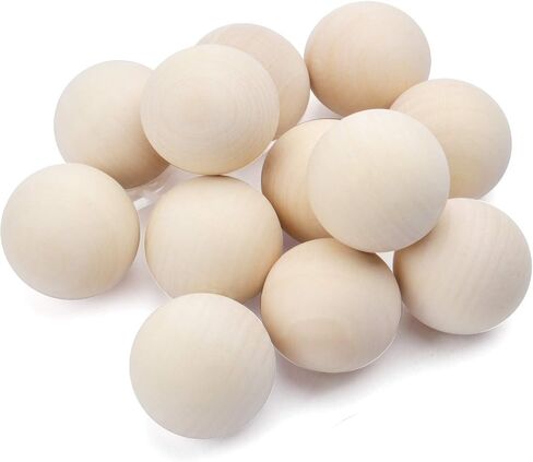 Natural Wooden Balls, 50 Pieces Unfinished Round Wood Mini Wood Craft Balls for DIY Jewelry Making Art Design - 25mm Diameter in Saudi Arabia