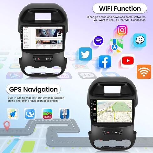 [8 Core 4+64G] Android 13 Car Radio for Ford Ranger 2012-2015 with Wireless Carplay and Android Auto - 9 Inch IPS 1280 * 720 Touchscreen Car Stereo - DSP 32EQ / WiFi/GPS + AHD Backup Camera in Saudi Arabia