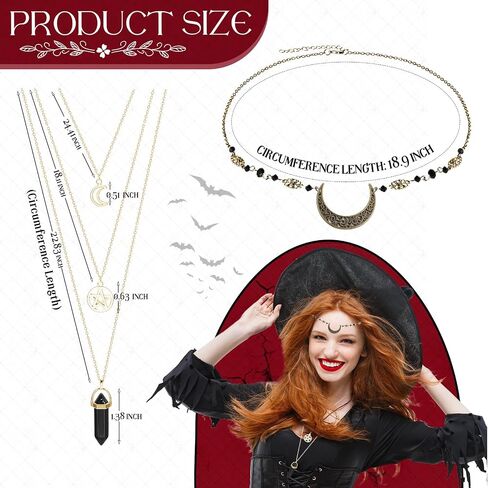 Inbagi 4 Pcs Cosplay Fairy Ears for Women Include 2 Pairs Fairy Pixie Elf Ears Crystal Head Chain Moon Head Chain Bohemian Moon Star Necklace for Girls Cosplay Costume Witches Accessory in Saudi Arabia