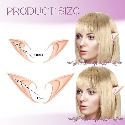Inbagi 4 Pcs Cosplay Fairy Ears for Women Include 2 Pairs Fairy Pixie Elf Ears Crystal Head Chain Moon Head Chain Bohemian Moon Star Necklace for Girls Cosplay Costume Witches Accessory in Saudi Arabia