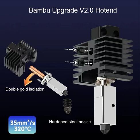 Hotend for Lab P1P P1S رأس الطباعة 24V 48W خرطوشة سخان السيراميك NTC 100K الثرمستور القابل للإزالة 0.4 مم فوهة فولاذية صلبة مستشعر درجة الحرارة العالية مجموعة أنبوب التدفئة استبدال مفتاح الربط in Kuwait
