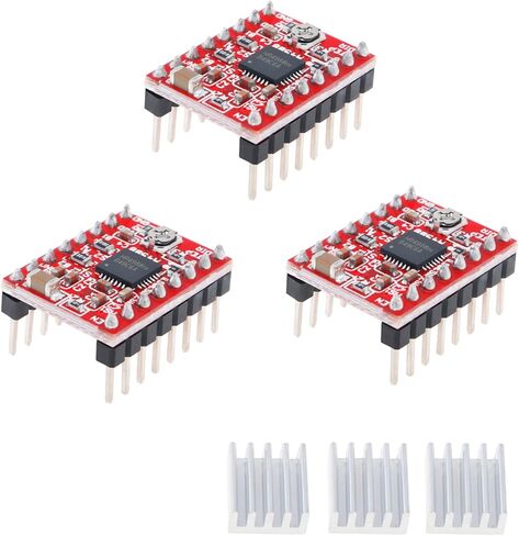 3Pcs Stepper Motor Driver Module with Heat Sink Compatible with Stepstick Stepper A4988 3D Printer Reprap in Saudi Arabia