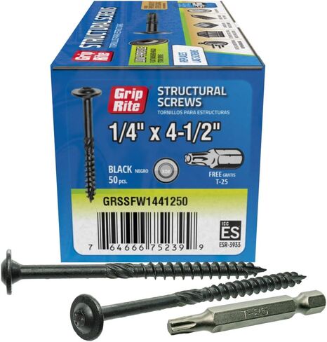GRSSFW1441250-GRIP-RITE 1/4 X 4-1/2" PRIMEGUARD Plus Coated T-25 Star Drive Washer Head COARSE Thread Type 17 Point Structural Screw 50 Count in Saudi Arabia