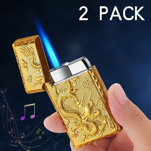2 Pack Bronze Dragon Butane Lighter, Fun Torch Cool,Refillable and Adjustable, Jet Torch Flame Windproof Lighters,BBQ Candles Kitchen in Saudi Arabia