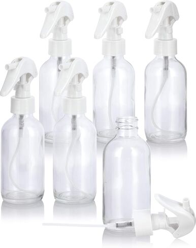 JUVITUS 4 oz Clear Glass Boston Round Bottle with White Trigger Spray (6 pack) in Saudi Arabia