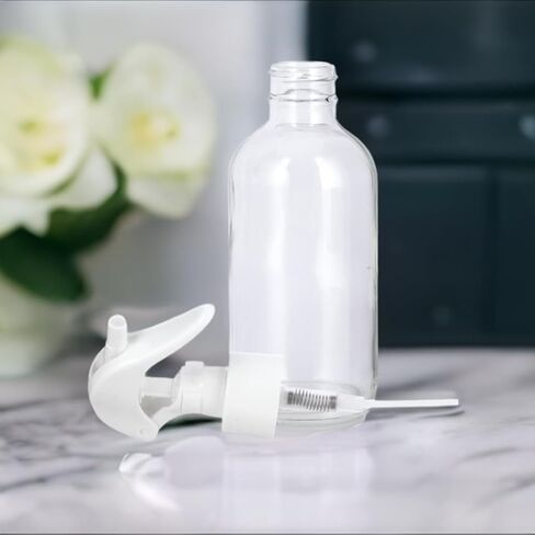 JUVITUS 4 oz Clear Glass Boston Round Bottle with White Trigger Spray (6 pack) in Saudi Arabia