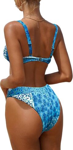 Floerns Women's 2 Piece Graphic Print Push Up Cheeky Underwire Beachwear Bikini Sets in Saudi Arabia