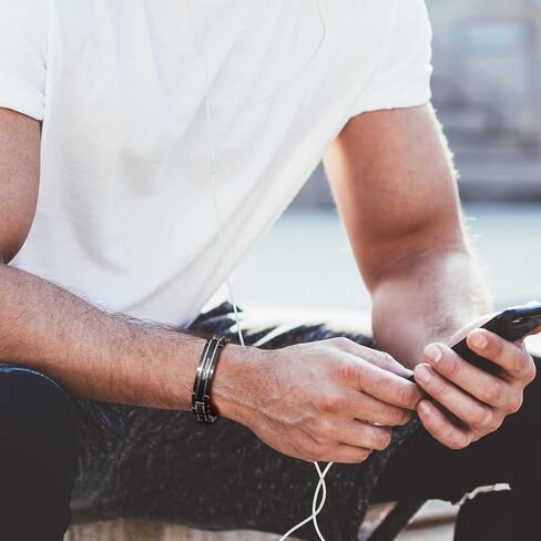 Men Bracelet Stainless Steel men black bracelet Link diamond silver bracelet blue particles jewelry Men chain Gift Boxes in Kuwait