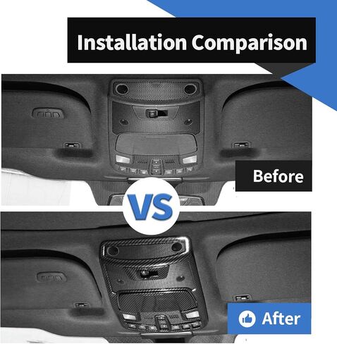 Voodonala for Ford F150 Front Reading Lamp Cover Light Lamp Cover Trim For Ford F-150 F150 2015-2020(Carbon Fiber Black,3Pcs/set) in Saudi Arabia