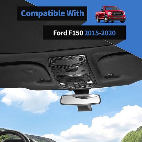Voodonala for Ford F150 Front Reading Lamp Cover Light Lamp Cover Trim For Ford F-150 F150 2015-2020(Carbon Fiber Black,3Pcs/set) in Saudi Arabia