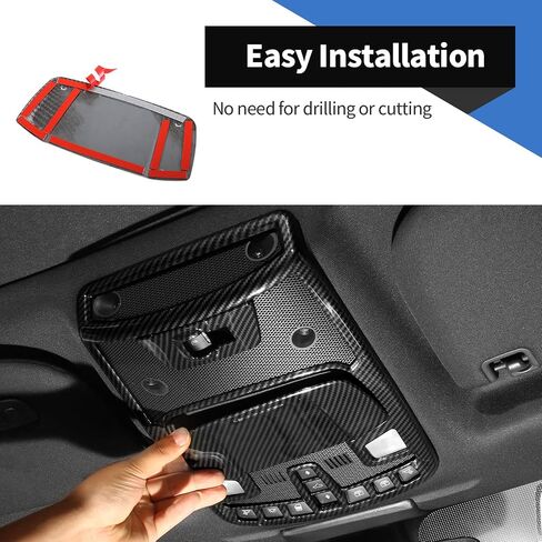Voodonala for Ford F150 Front Reading Lamp Cover Light Lamp Cover Trim For Ford F-150 F150 2015-2020(Carbon Fiber Black,3Pcs/set) in Saudi Arabia