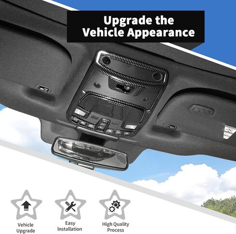 Voodonala for Ford F150 Front Reading Lamp Cover Light Lamp Cover Trim For Ford F-150 F150 2015-2020(Carbon Fiber Black,3Pcs/set) in Saudi Arabia