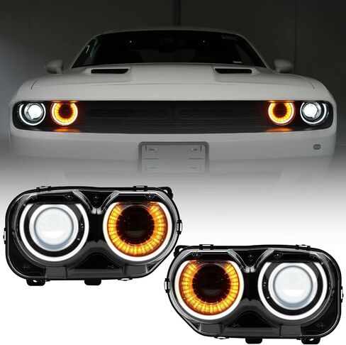 Carbon Fiber Front Headlight Cover for Dodge Challenger 2015-2021 Exterior Lamp Headlight Trim Frame Headlight Bezel Set in Saudi Arabia