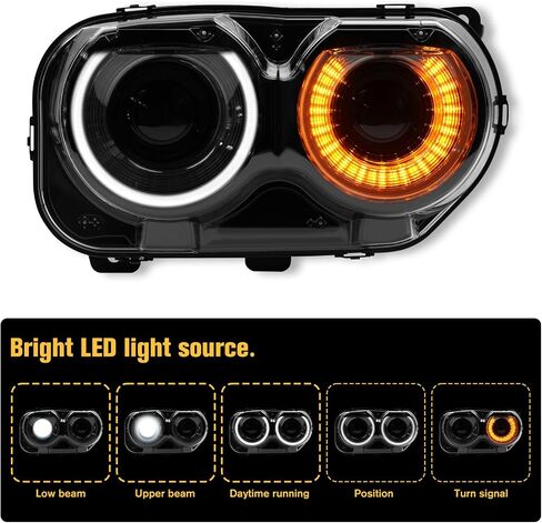 Carbon Fiber Front Headlight Cover for Dodge Challenger 2015-2021 Exterior Lamp Headlight Trim Frame Headlight Bezel Set in Saudi Arabia