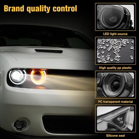 Carbon Fiber Front Headlight Cover for Dodge Challenger 2015-2021 Exterior Lamp Headlight Trim Frame Headlight Bezel Set in Saudi Arabia