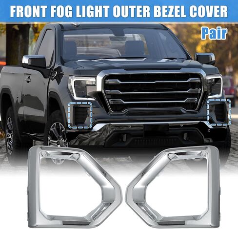 X AUTOHAUX 1 Pair Left and Right Front Fog Light Exterior Trim Bezel Cover for GMC Sierra 1500 2019-2022 in Saudi Arabia