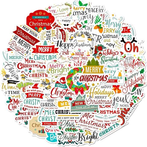 50 Pieces Christmas Inspirational Vinyl Stickers for Crafts Xmas Nativity Scene Stickers Motivational Quote Decals for Glass Jar Window Bottle Gift Box Decorations-50PC in Kuwait