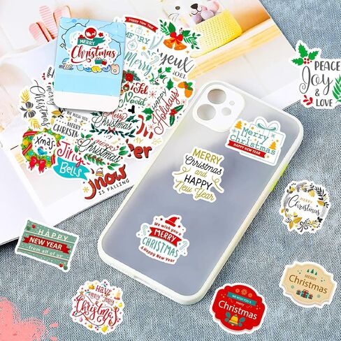 50 Pieces Christmas Inspirational Vinyl Stickers for Crafts Xmas Nativity Scene Stickers Motivational Quote Decals for Glass Jar Window Bottle Gift Box Decorations-50PC in Kuwait