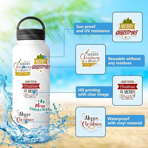 50 Pieces Christmas Inspirational Vinyl Stickers for Crafts Xmas Nativity Scene Stickers Motivational Quote Decals for Glass Jar Window Bottle Gift Box Decorations-50PC in Kuwait