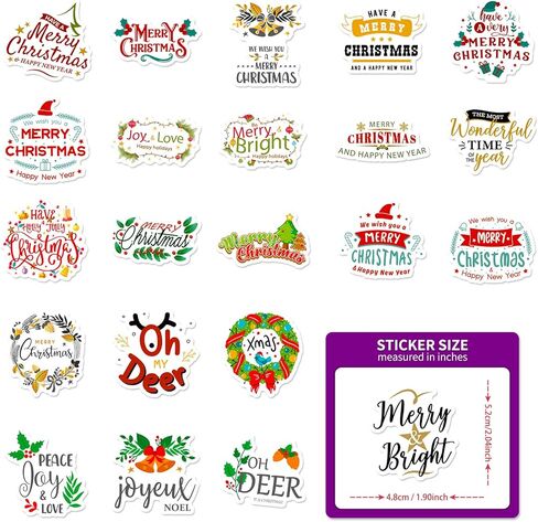 50 Pieces Christmas Inspirational Vinyl Stickers for Crafts Xmas Nativity Scene Stickers Motivational Quote Decals for Glass Jar Window Bottle Gift Box Decorations-50PC in Kuwait