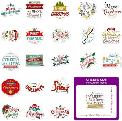 50 Pieces Christmas Inspirational Vinyl Stickers for Crafts Xmas Nativity Scene Stickers Motivational Quote Decals for Glass Jar Window Bottle Gift Box Decorations-50PC in Kuwait