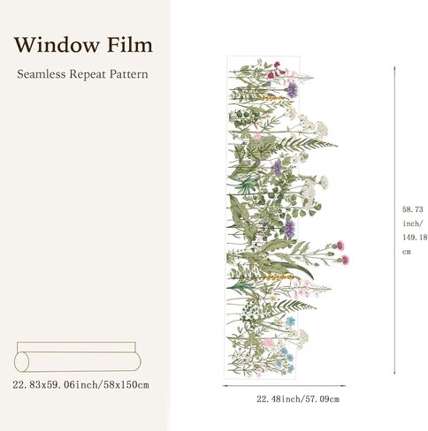 ملصق نافذة للخصوصية على شكل أوراق نباتية، ملصق نافذة مزدوج الجوانب قابل للإزالة لألواح نوافذ الأبواب والديكور الزجاجي والأعشاب والزهور in Kuwait