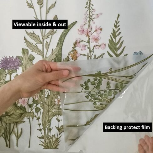 ملصق نافذة للخصوصية على شكل أوراق نباتية، ملصق نافذة مزدوج الجوانب قابل للإزالة لألواح نوافذ الأبواب والديكور الزجاجي والأعشاب والزهور in Kuwait