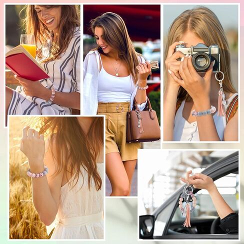 XIUDA Urn Bracelet for Ashes Silicone Bead Key Ring Wristlet with Leather Tassel Wrist Heart Memorial Cremation Bracelet for Women Girls in Saudi Arabia