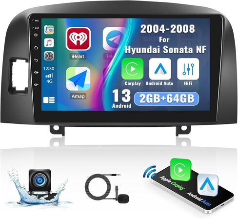2+64G Android 13 Car Stereo for Hyundai Sonata NF 2004-2008 with Wireless Apple Carplay Android Auto, 9 inch Touch Screen GPS FM RDS HiFi Audio Mirror Link SWC Bluetooth WiFi +AHD Camera & MIC in Saudi Arabia