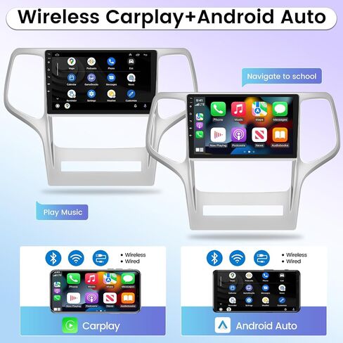 [8 Core 4+64G] Android Car Radio for Jeep Grand Cherokee 2008-2013 with Wireless Carplay and Android Auto - 9 Inch IPS 1280 * 720 Touch Screen Car Stereo - DSP 32EQ / WiFi/GPS + AHD Backup Camera in Saudi Arabia