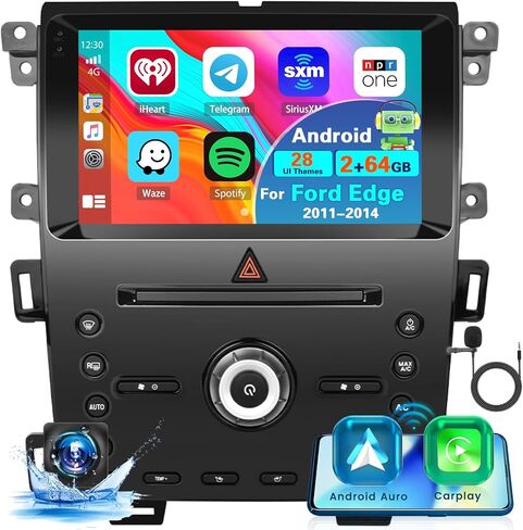 Roinvou 2+64G Android 9" Touch Screen for Ford Edge 2011-2014 with Wireless CarPlay Android Auto WiFi Bluetooth GPS Navigation FM RDS Radio Backup Camera in Saudi Arabia