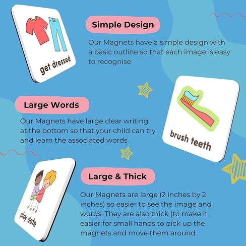 Magnetic Daily Visual Schedule for Kids at Home - Create Your Own Routine Chart for Kids & Toddlers (Morning and Bedtime) - Kids Chore Chart - Autism ADHD (72 Magnets + Board) in Saudi Arabia