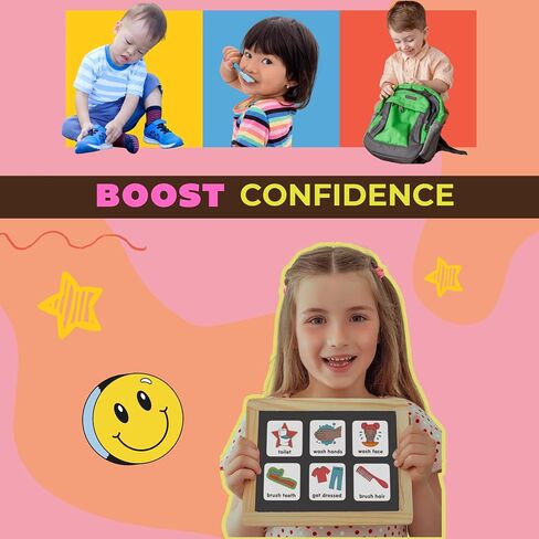 Magnetic Daily Visual Schedule for Kids at Home - Create Your Own Routine Chart for Kids & Toddlers (Morning and Bedtime) - Kids Chore Chart - Autism ADHD (72 Magnets + Board) in Saudi Arabia